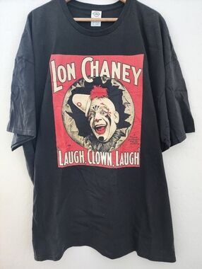 New Delta Lon Chaney Laugh Clown Laugh Vintage Style Black Graphic Tee, 4XL
